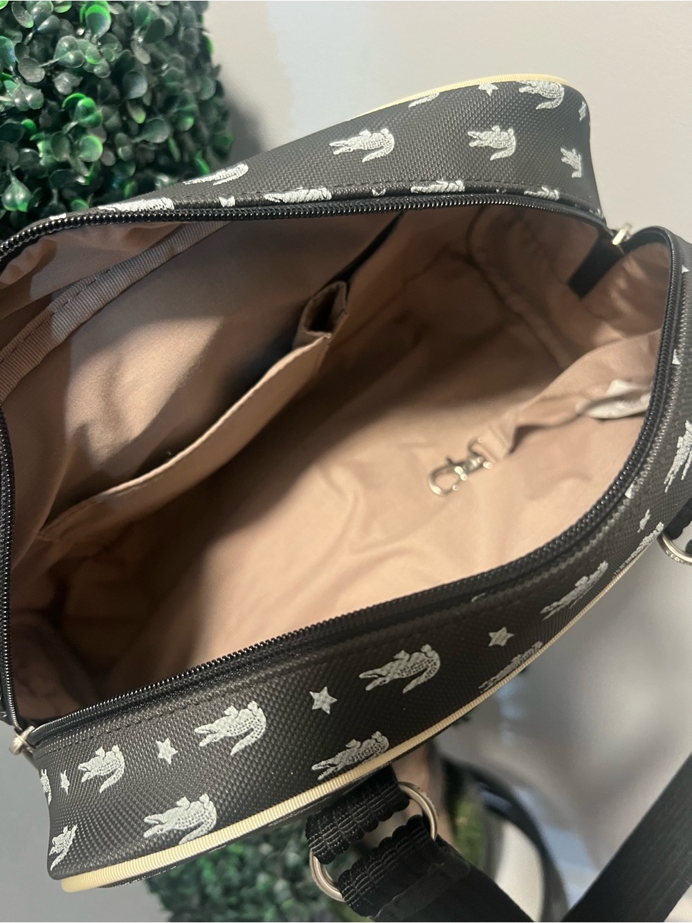 Not for sale Lacoste Black Toiletry Barrel Bag with White Logo Print - Picture 10 of 11
